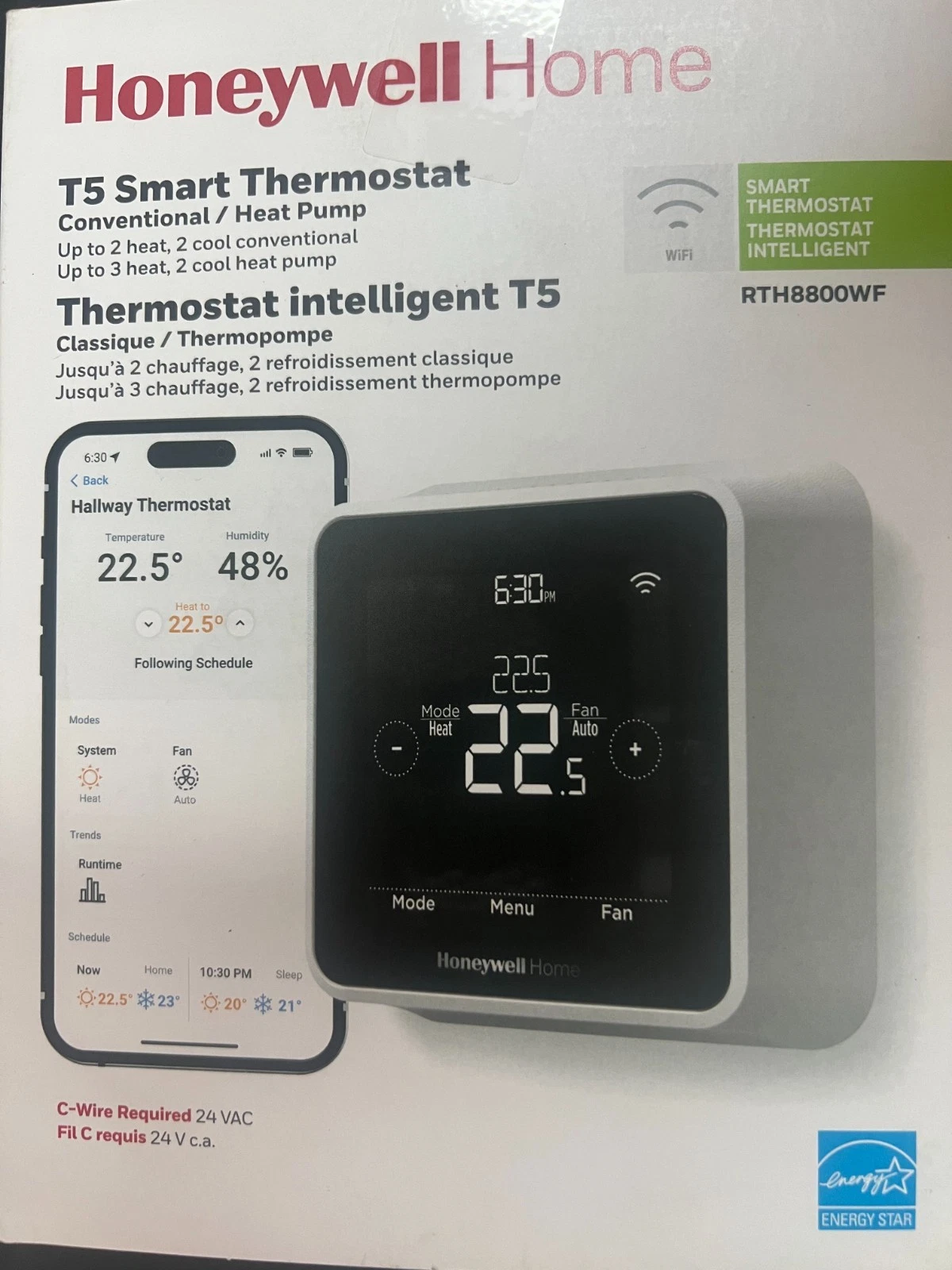 Honeywell Home T5 Smart Thermostat with Auto Home and Away Mode 2950/OB
Opens in a new window or tab