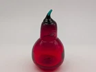 Vintage Blenko Red Glass Pear Paperweight Green Stem