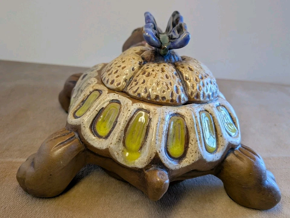 Caprichoso Contenedor Tortuga Cerámica Hermoso Esmalte Adorable Estante Acento Con... Foto 4 de 4