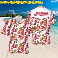 Cleveland Indians Tropical Floral And Pineapple Hawaiian Shirt