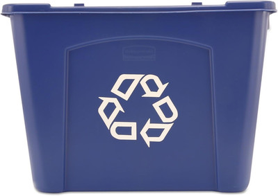 , Recycling Bin/Box, Stackable, 14 GAL, Blue, for Indoors/Outdoors/Garages/Homes