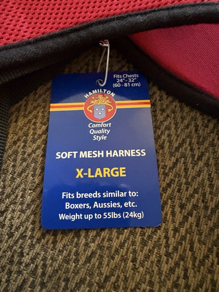 Arnés de malla suave Hamilton anillos en D XL pecho talla 24"-32" hasta 55 lb $29,99 ROJO Foto 2 de 3