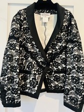 CHANEL 14P LACE EMBROIDERED CC LOGO JACKET BLAZER FR42 US10