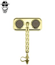 1x ORIGINAL LOWRIDER Rectangle Gold Mirror Double Square Twist Black Reflectors.