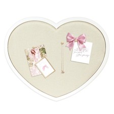 Heart Shaped Bulletin Board Linen Cork Alternative 17x15 Inch Valentines Decor