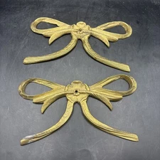 2 Vintage Solid Brass Classic Style Bow Pediment Furniture Wall Hanging India
