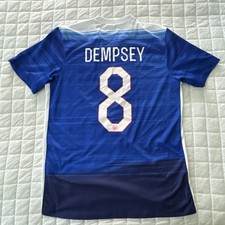 US Mens Soccer Jersey Nike Dri Fit Medium Blue 8 Clint Dempsey USMNT Away Kit