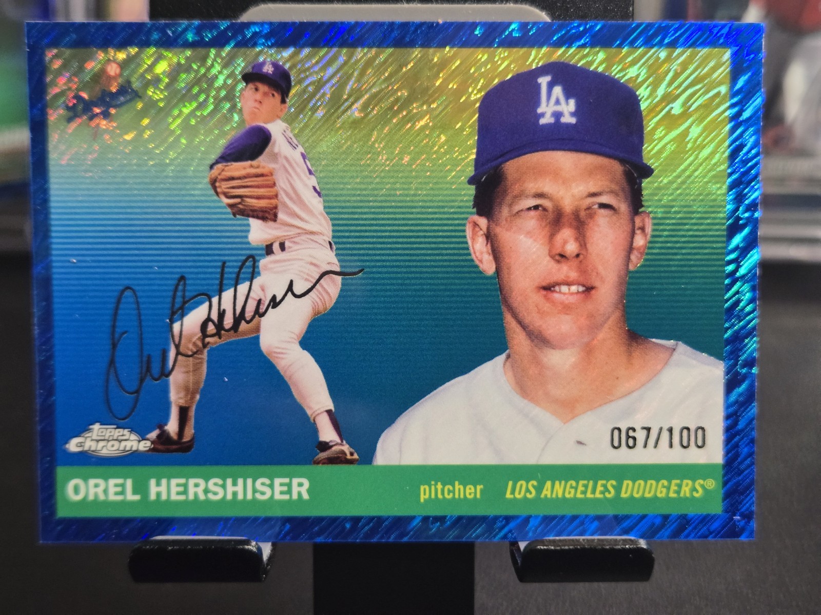2025 Topps Chrome Platinum - Orel Hershiser Blue Shimmer Refractor /100 #488