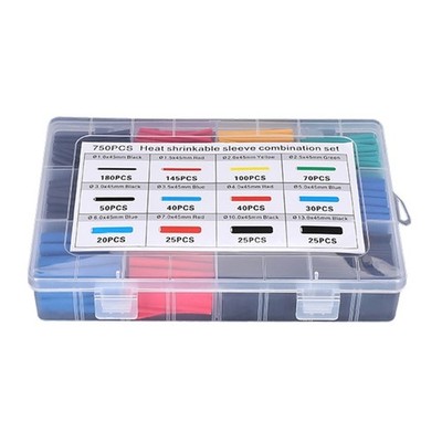750pcs/set Waterproof Heat Shrink Tubes Flame Retardant Tubes for DIY Projects