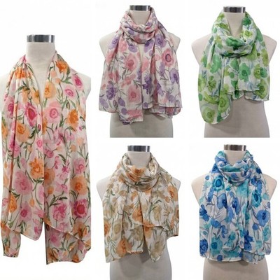 Cotton Feel Poppy Floral Schal Langschal mit Blumenmuster UK