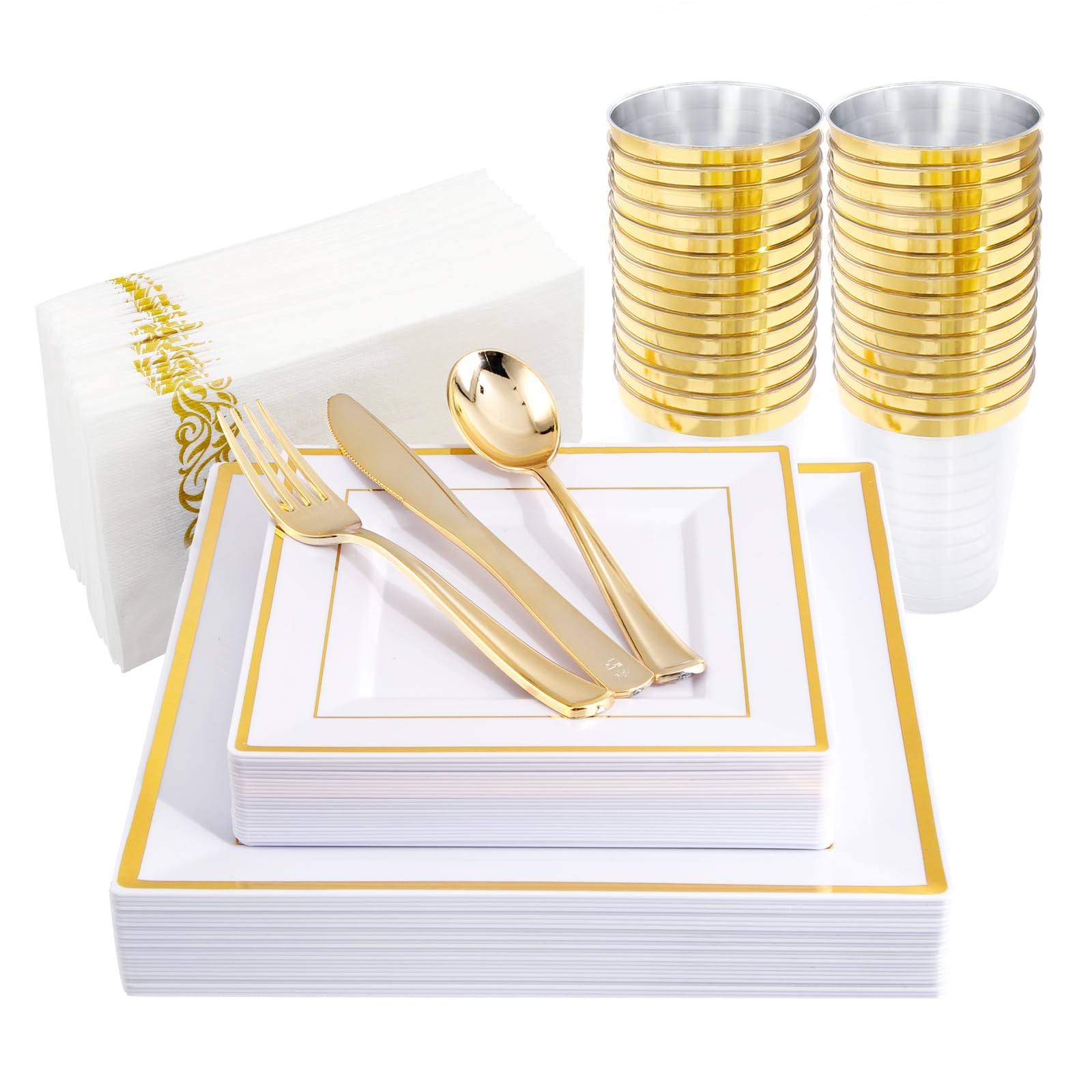 Includes 25 Dinner  Salad Plates 25 Gold Sil