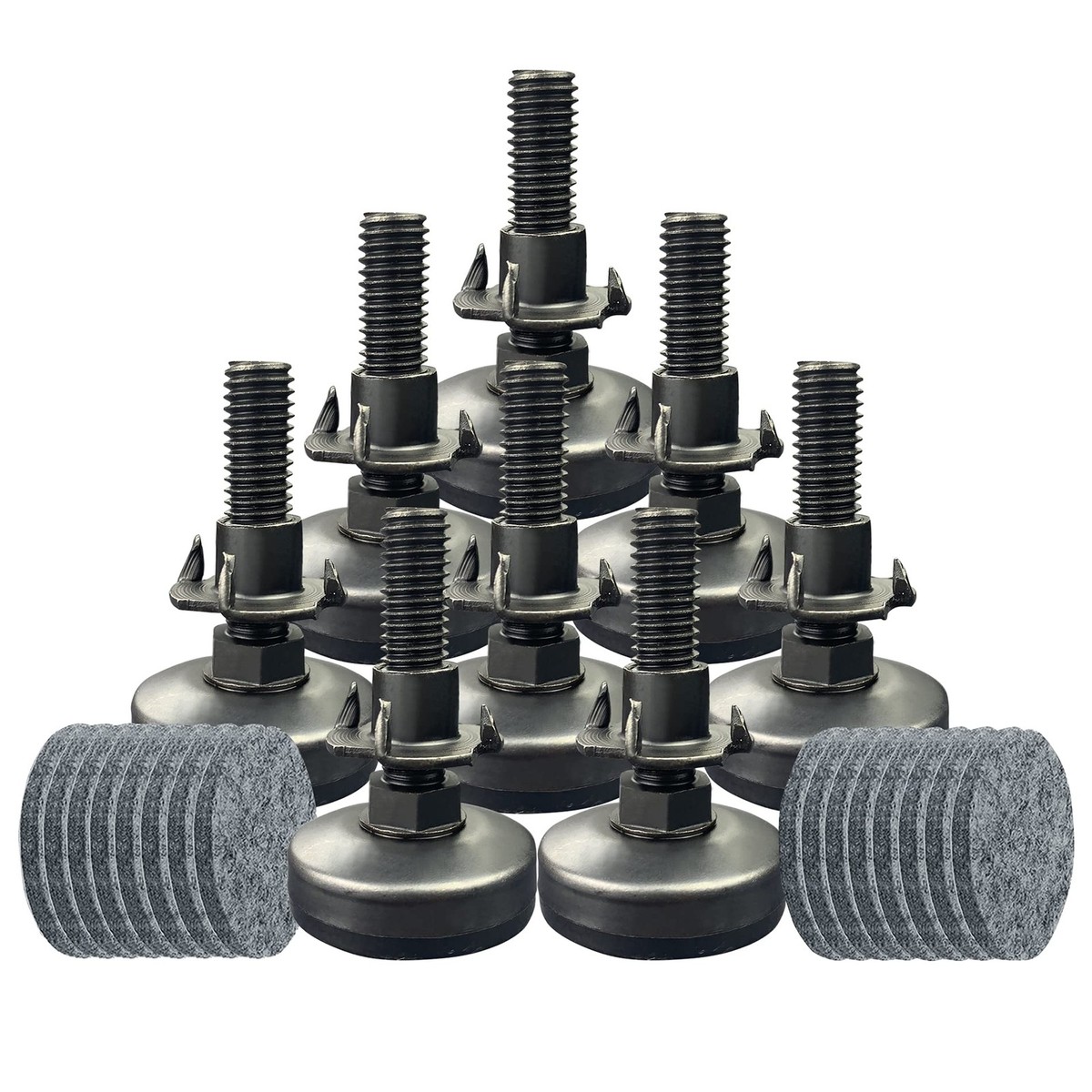 2-Pack Adjustable Furniture Levelers – Side-Mounted Screws, Carbon Steel Heavy Duty Legs For Wardrobes, Workbenches, Tables (4.13" X 1.57")