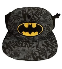 Batman Youth Hat Boys' One Size Gray Black Embroidery Logo Adjustable Snapback