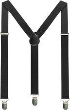 Solid Color Mens Suspender with 3 Strong Clips Adjustable Braces
