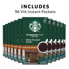 Starbucks VIA Instant Coffee Packets, Single Serve Medium Roast Coffee 96 Packet