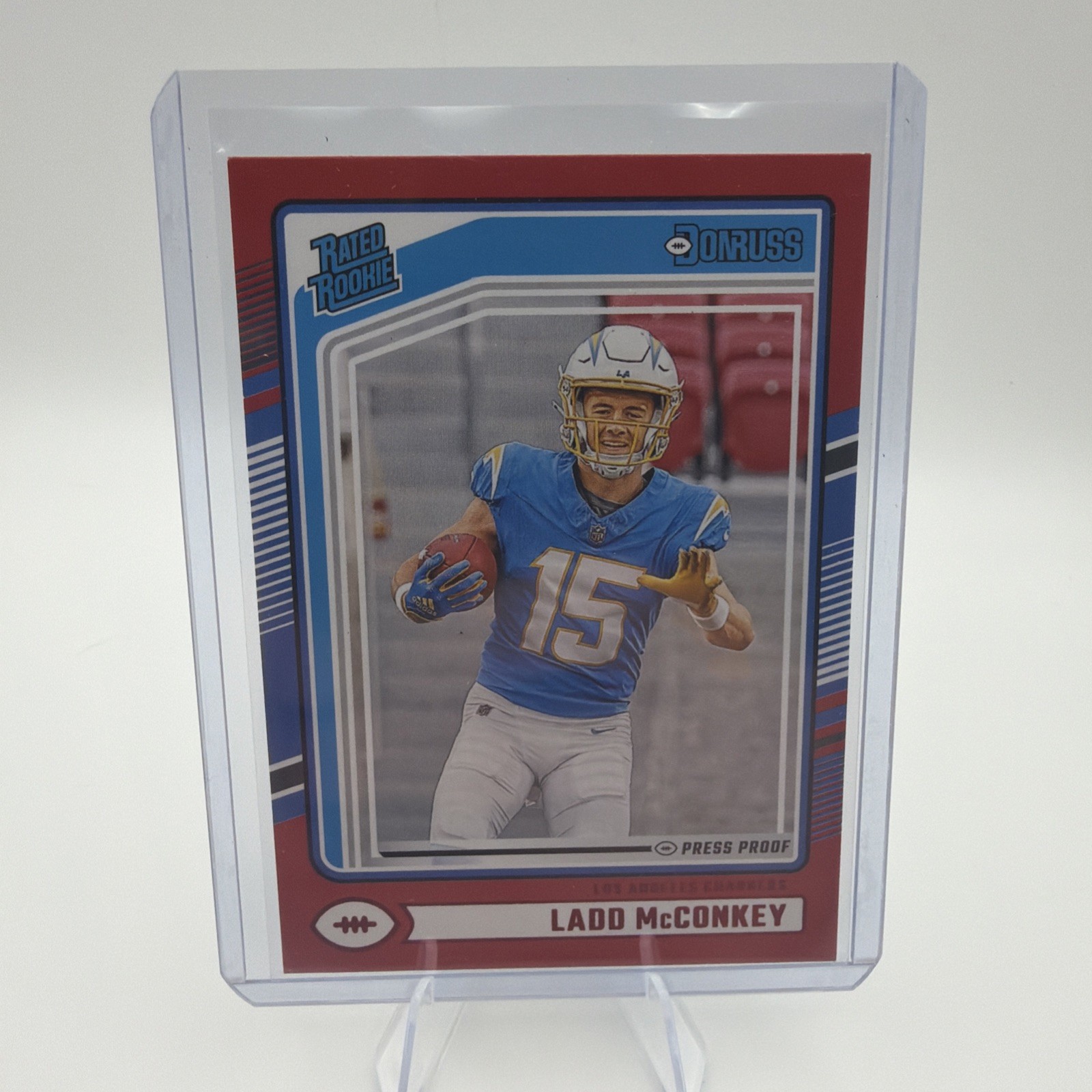 2024 Panini Donruss - Rated Rookie Red Press Proof #328 Ladd McConkey (RC)