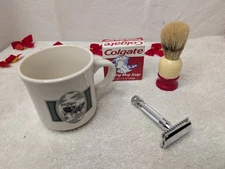 Vintage Safety Razor | Badger Brush | Shaving Mug & Soap Holiday Gift Set