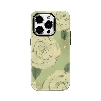 Serene Green Floral Case for Apple iPhone 17 16 15 14 13 12 11 Pro Max Plus Air