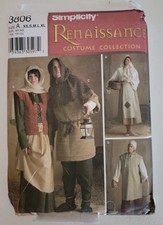 Simplicity 3806 Renaissance Costume Collection Sewing Pattern-...