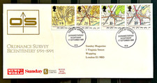 UK FDC - First Day Cover - Ordnance Survey Bicentenery 1791-1991 1991 No6