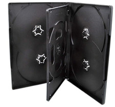50 Standard 14mm Multi Hold 6 Disc Six CD DVD Black Case Movie Box - NEW