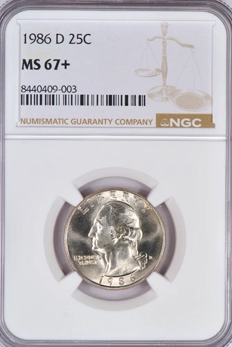 1986 D Washington Quarter NGC MS 67 Plus 67+ Top Pop Coin None Finer 25C