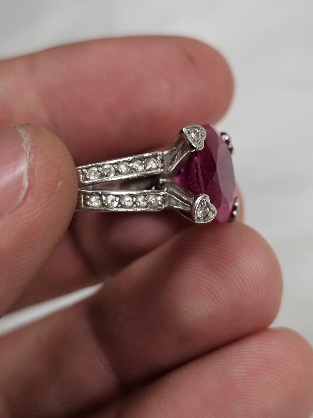 Estate Silver 925 Ruby Ring For Wedding Sterling … - image 3