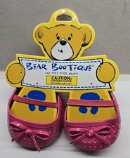 Build A Bear Bootique Workshop Ballet Shoes Pink Perforated With Bow