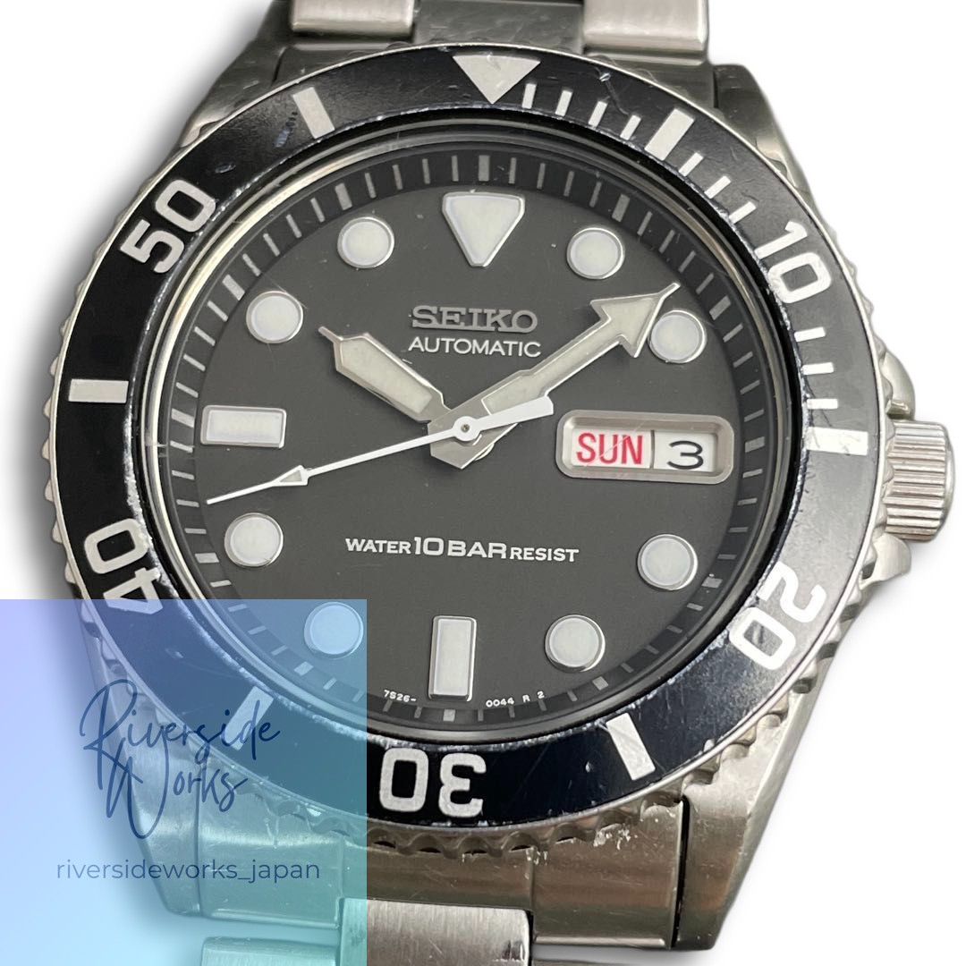 【中古美品】SEIKOセイコー オートマチックSKX023/7S26-0040 SEIKO 7S26-0040 Diver Automatic Black Dial Mechanical Day Date
