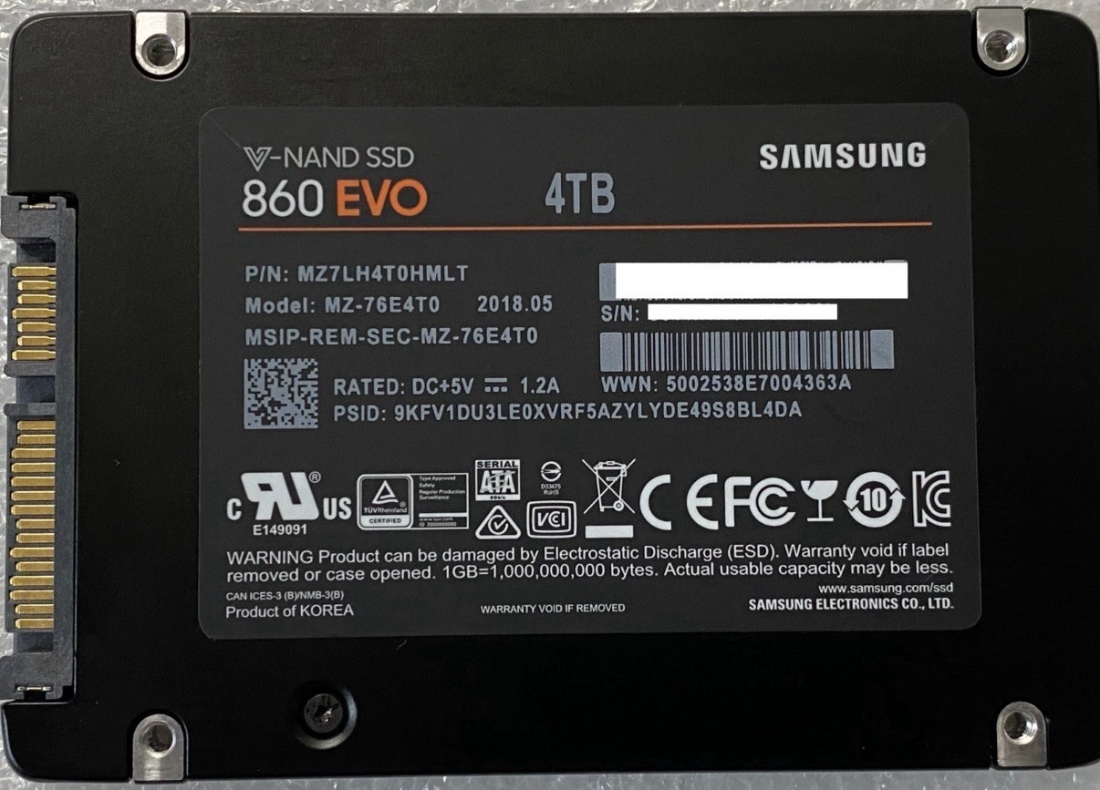 Samsung 860 EVO Series 4TB SATA 6Gbps 2.5 Inch Internal SSD MZ-76E4T0
