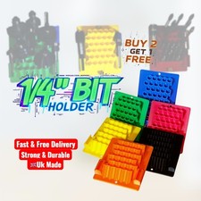 32pc Screwdriver & Impact Bit Holder with HEX Shank Wall Mount UK Made Organizer