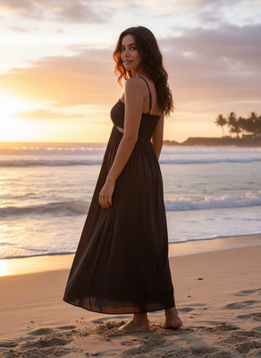 Sea Level Sunset Cutaway Bandeau Dress Brown XS- Loop to secure strap broken
