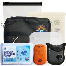 "Travel Laundry Detergent Kit - Includes 2 Sizes of Detergent Sheets, Sink St...