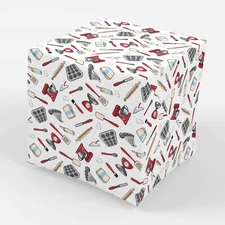 Red Kitchen Wrapping Paper Present Gift Wrap, Folded Flat 30 x 20 Inch, 3 Sheet