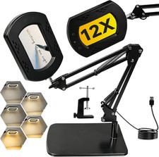 12X Magnifying Glass with Light and Stand, Desk Lamp Magnifier