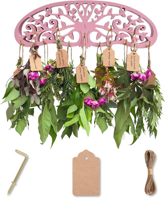 Rustic Herb Drying Rack Hanging,Wooden Tree of Life Dried Herb Flowers Rack Wall