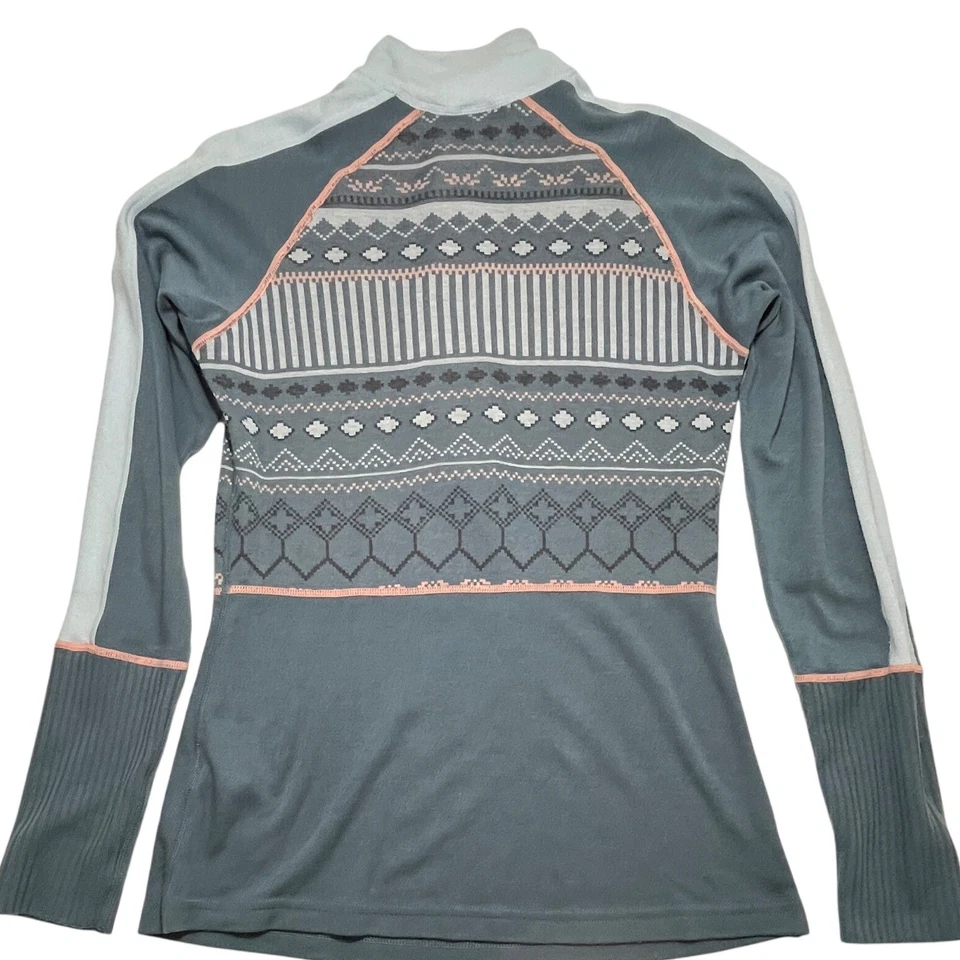 Top capa base mezcla lana media cremallera perla Kari Traa talla pequeña pasillo justo azul Foto 2 de 4