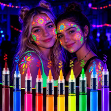 10 Colors Glow Face Body Paint Pens in the Dark under UV Black Light