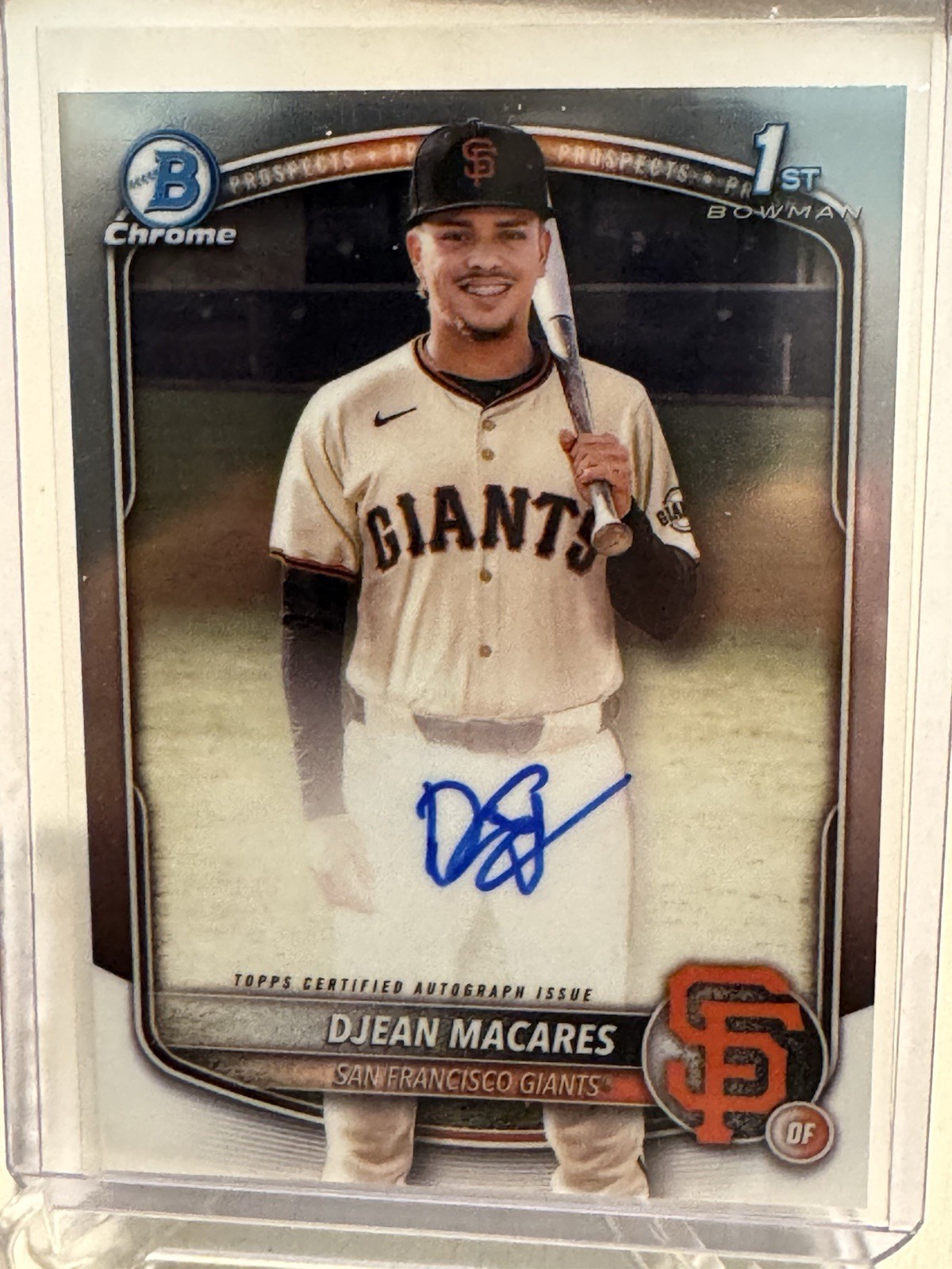 DJEAN MACARES 2025 BOWMAN CHROME AUTO 1ST PROSPECT AUTO San Francisco Giants