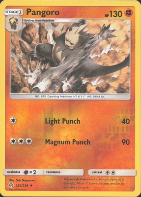 Pangoro 120/236 Uncommon Cosmic Eclipse Pokemon Reverse Holo Near Mint