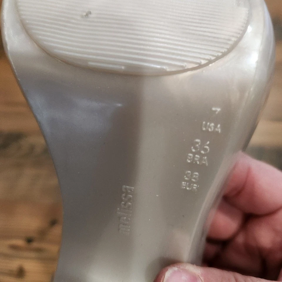 NEW Vivienne Westwood Melissa Red Heart Jelly Slingback Heels Cream Size 7 EU 38 - Image 4 of 4