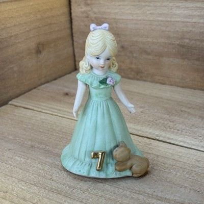 Vintage Growing Up Birthday Girls Blonde Hair Enesco Seven 7 Year Old
