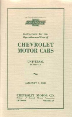 1930 Chevrolet Universal, Universal Truck Owner's Manual