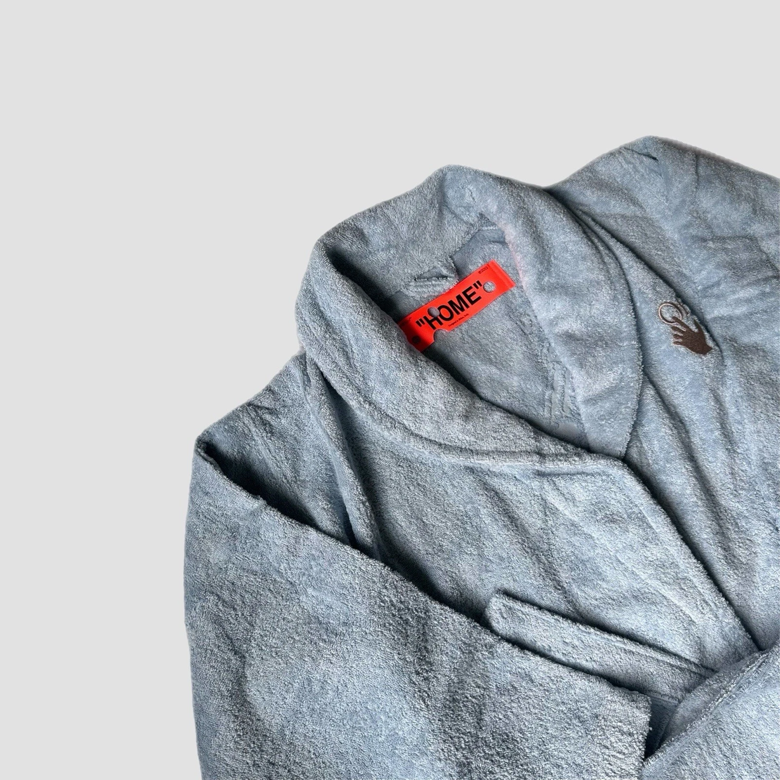 OFF WHITE Accappatoio da bagno con logo freccia bianco sporco blu