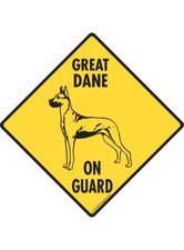 Warning Great Dane On Guard - Beware Dog Aluminum Dog Sign or Vinyl Sticker