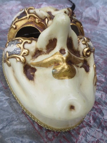 Vintage Venetian Music Face Mask Gold Made in Italy Hand Painted Venezia - Picture 5 of 6