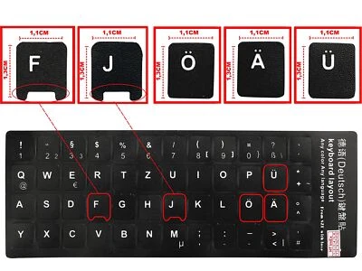 HT IMEX Tastaturaufkleber Deutsche Deutsch German Laptop Tastatur Aufkleber Notebook