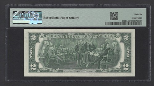 United States-Federal Reserve 2 Dollars 1976 Fr#1935-L (LA Block) UNC Grade 66 - Picture 2 of 2