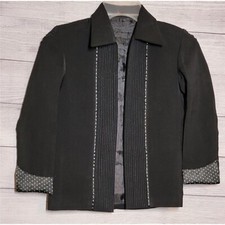 Women's Beautiful Evening Blazer Jacket Size Xs Black Beaded Embroidered Pokadot