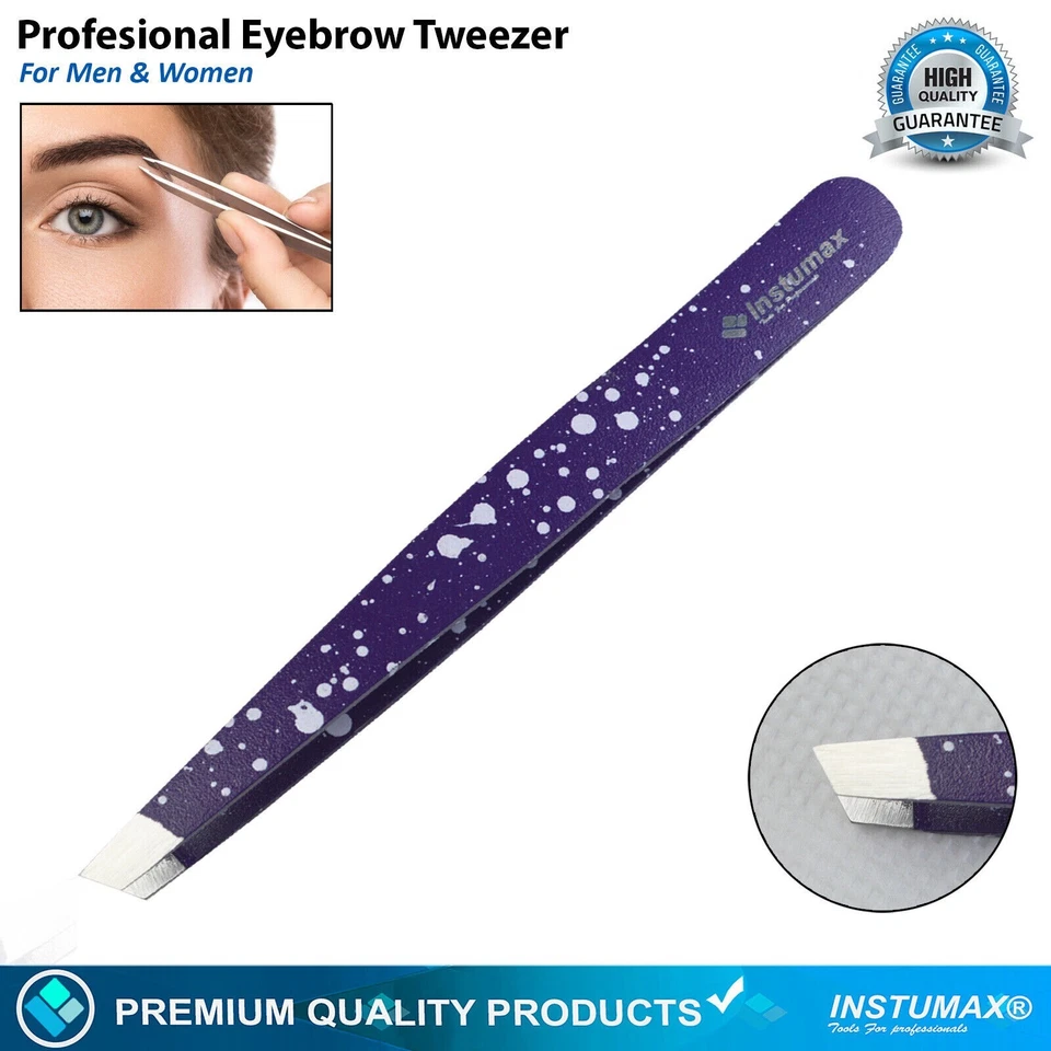 Pinzas profesionales para cejas punta inclinada pinza para cabello de precisión para mujeres y hombres Foto 4 de 4